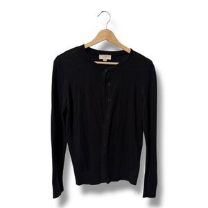 Loft Black Button-Up Cardigan Sweater Women’s Size Medium Cotton
